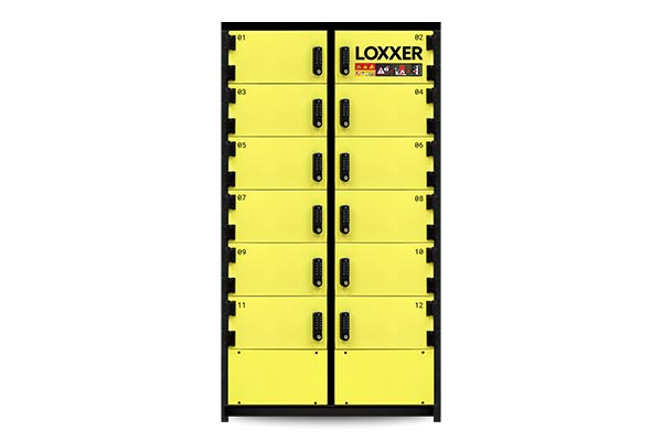 LOXXER LOX12 battery charging locker system with twelve compartments