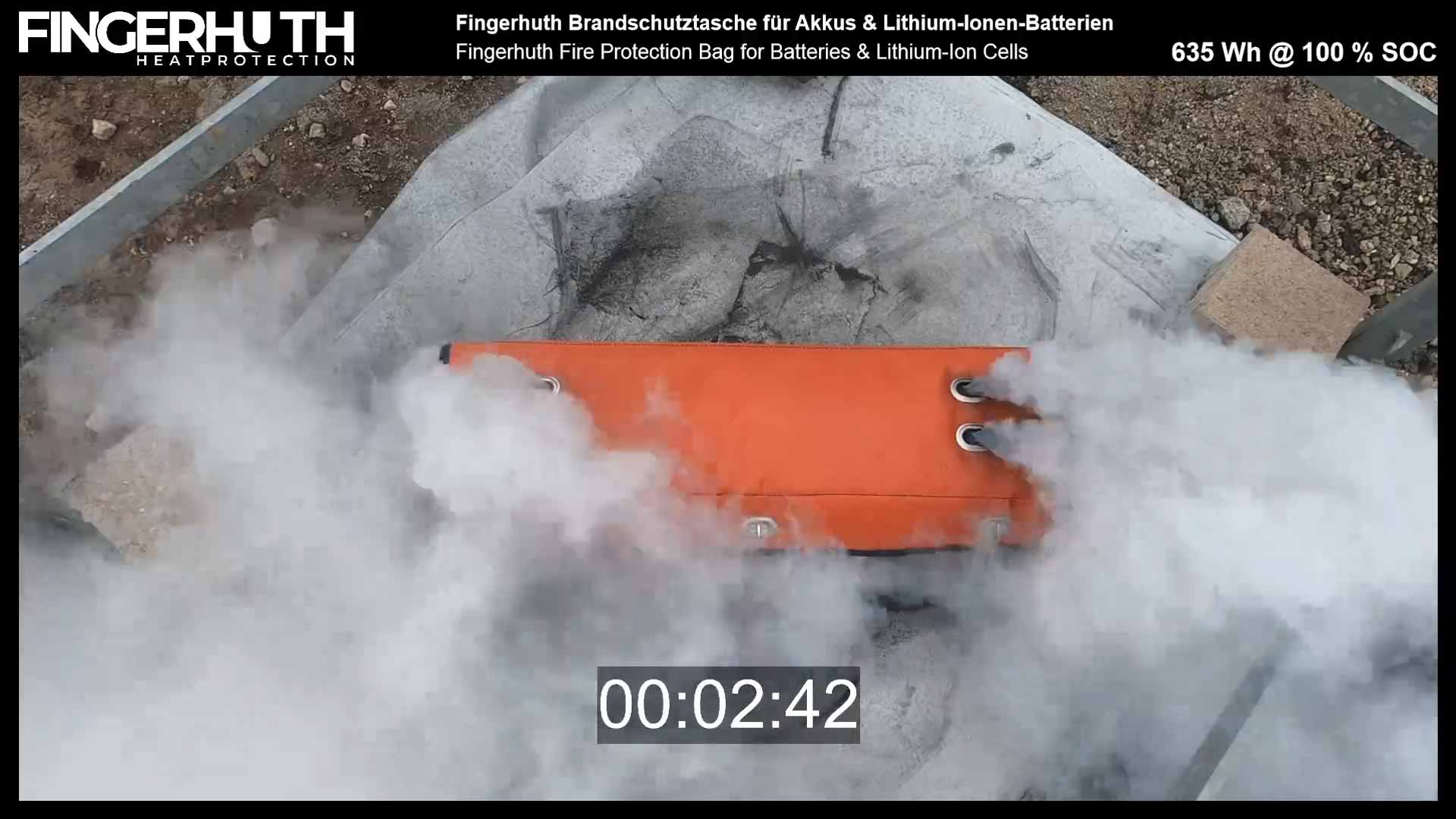 Thermal-Runaway eines 635 Wh E-Bike-Akkus (SOC 100 %) – ungeschnittener Praxistest bestätigt die Leistungsfähigkeit unserer Lithium-Ionen-Brandschutztasche