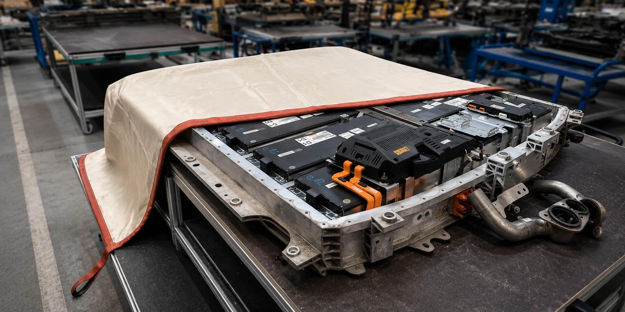 S-TYPE HV battery fire containment blanket for lithium-ion and high-voltage batteries
