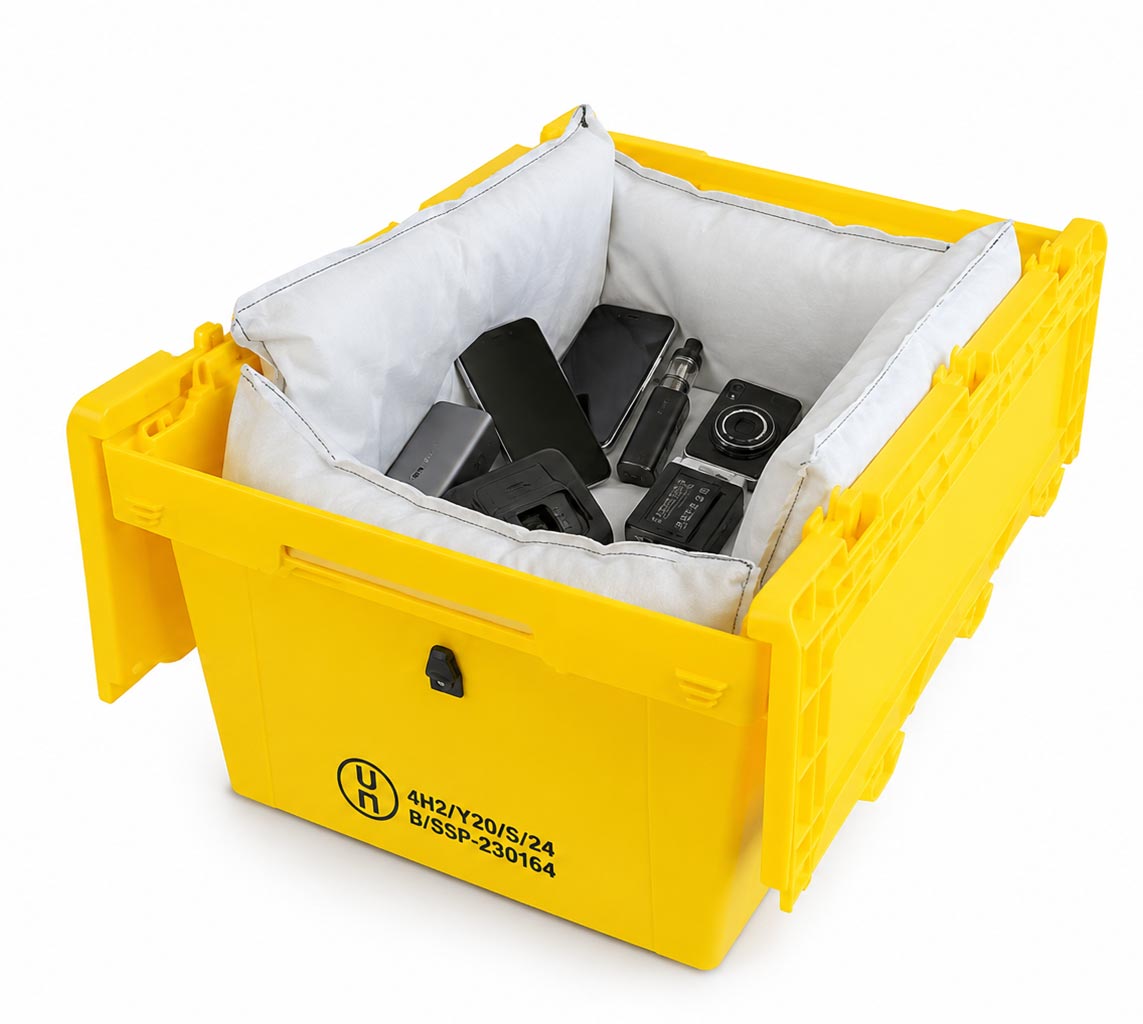 SECON KMB gefüllt mit Lithium-Ionen-Batterien und Altgeräten