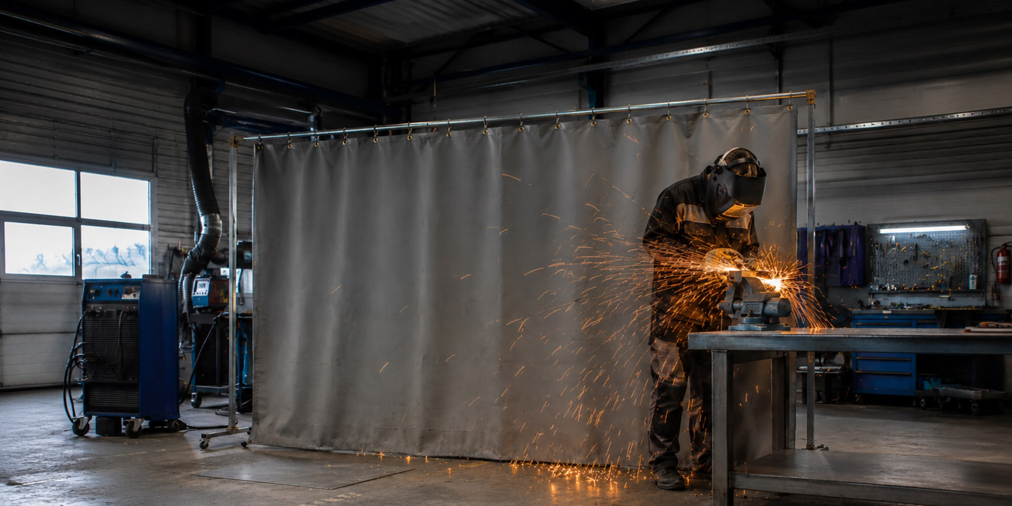 Industrielle Schweißtechnik mit Schweißdecken und Schweißvorhängen