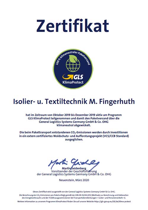 KlimaProtect Certificate 2019