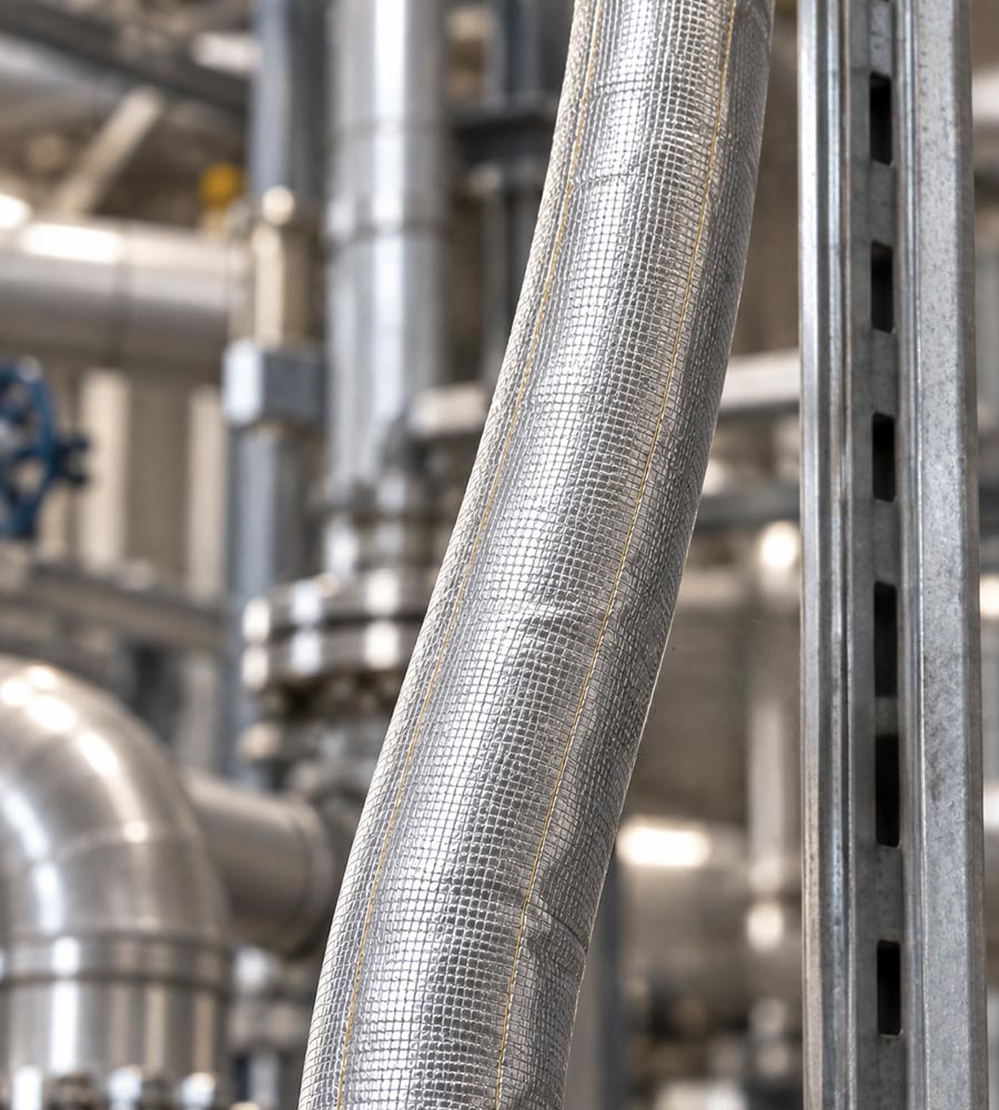 Heat protection sleeve protecting an industrial cable near a hot machine component