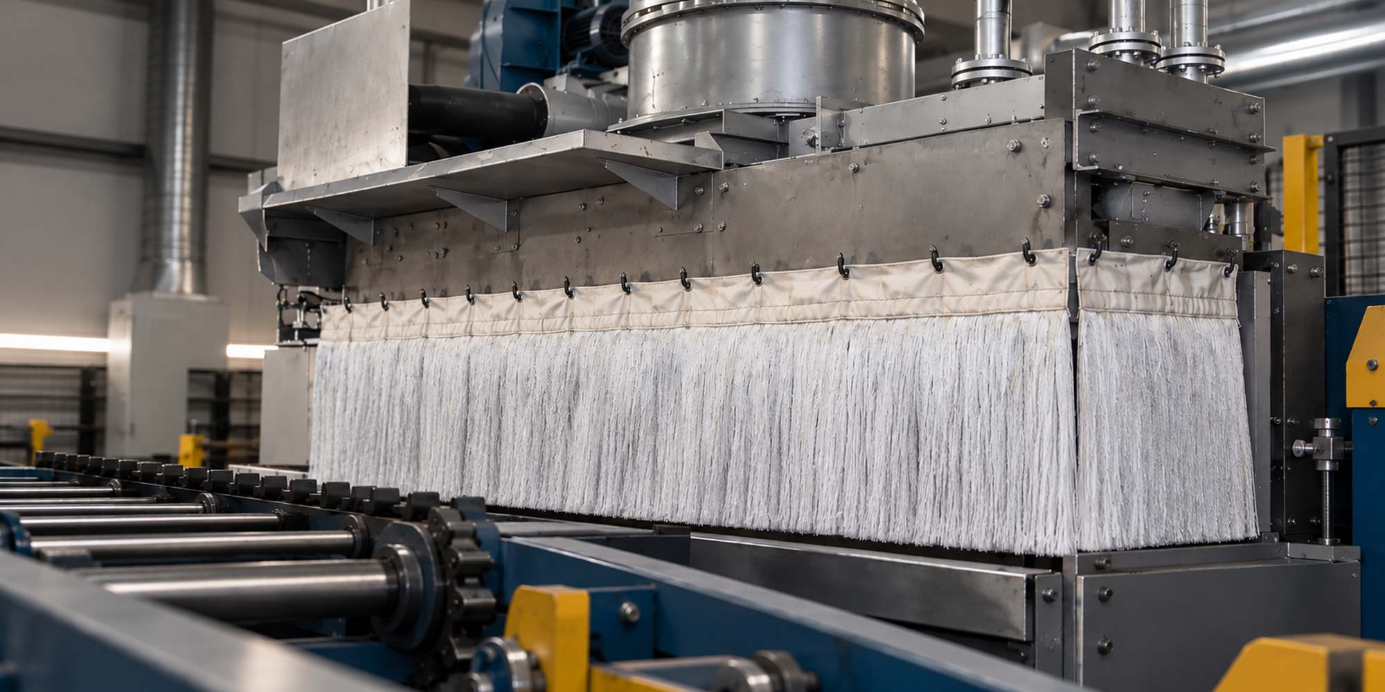 Custom heat protection curtain for thermal shielding in an industrial high-temperature process