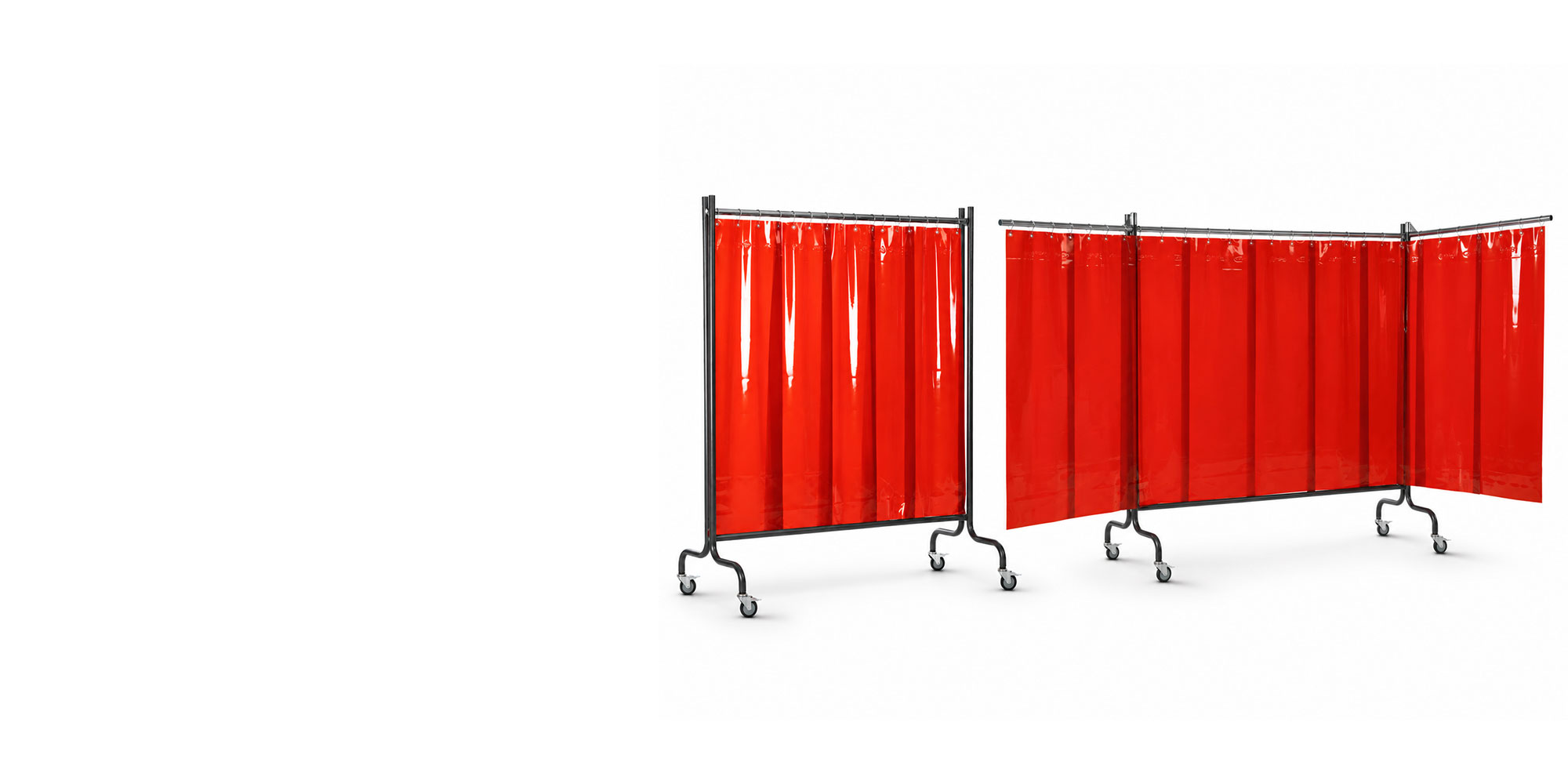 NOVA mobile Schweißschutzwand mit PVC-Lamellen und Doppelrohrrahmen