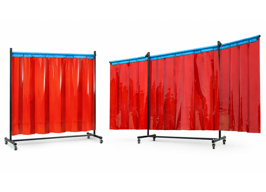 Sola fahrbare Schweißschutzwand mit PVC-Lamellenvorhang und Schwenkarmen